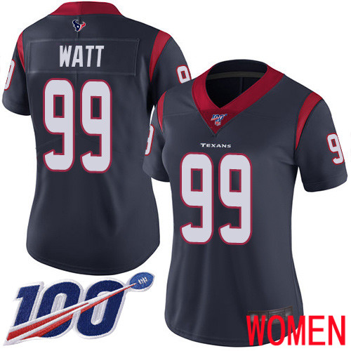 Houston Texans Limited Navy Blue Women J J  Watt Home Jersey NFL Football #99 100th Season Vapor Untouchable->women nfl jersey->Women Jersey